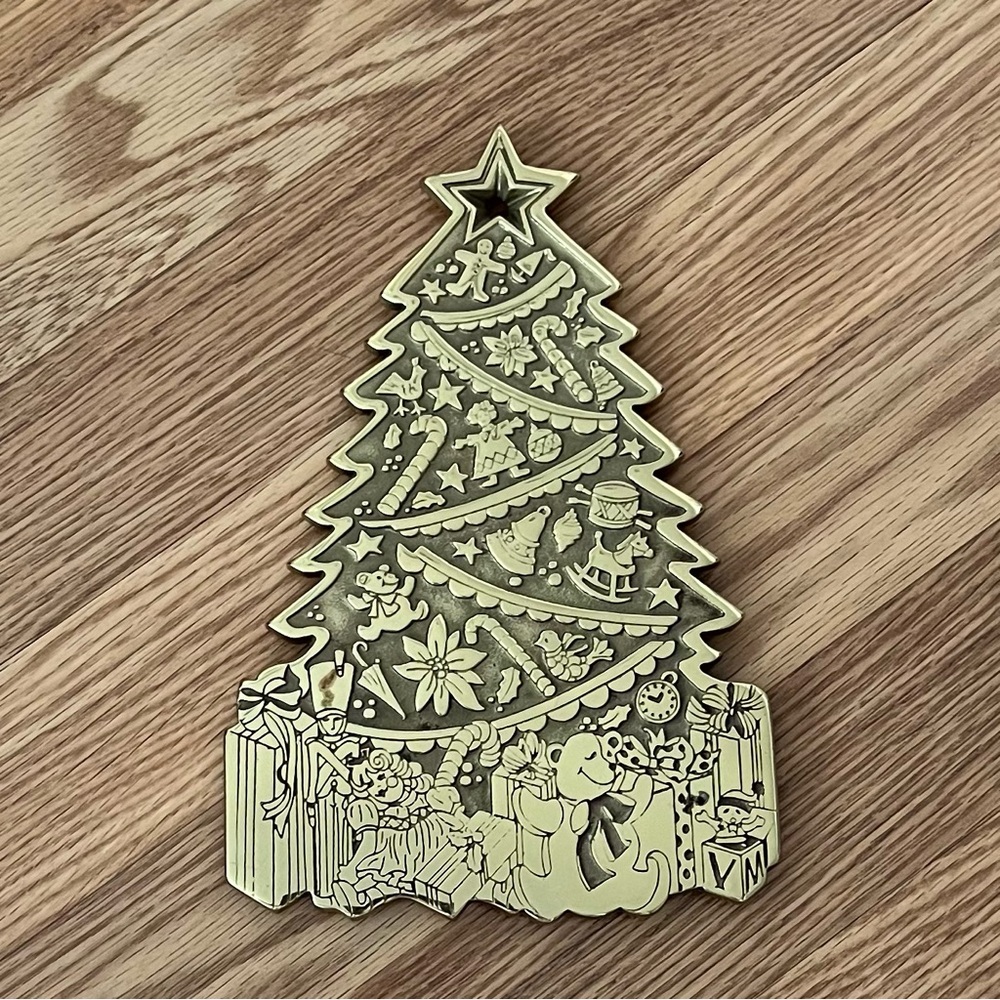 Virginia Metalcrafters Brass Third Christmas‎ Trivet 1997 Christmas Tree